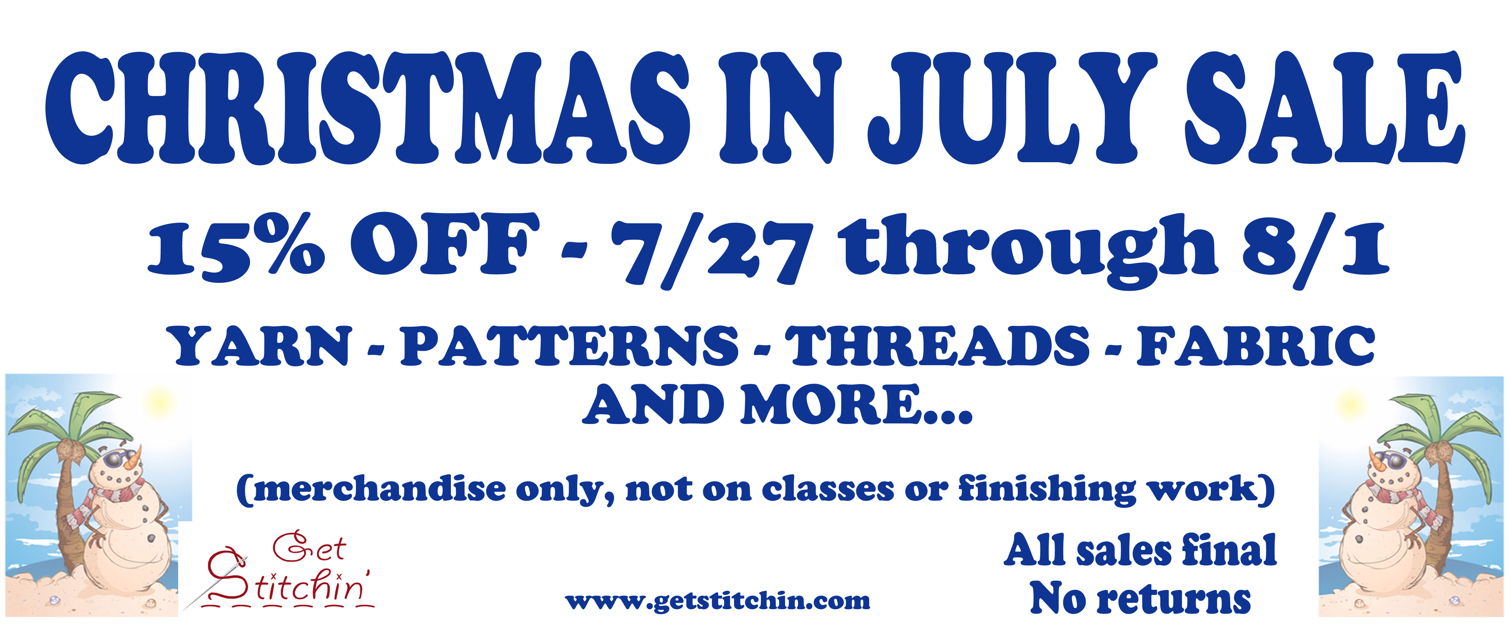 Christmas in July Sale, 2015